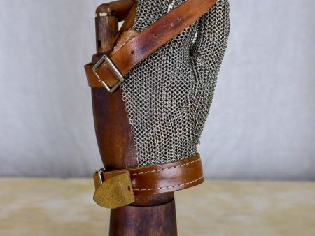 Mid-century wooden articulated hand with metal mesh glove For Cheap