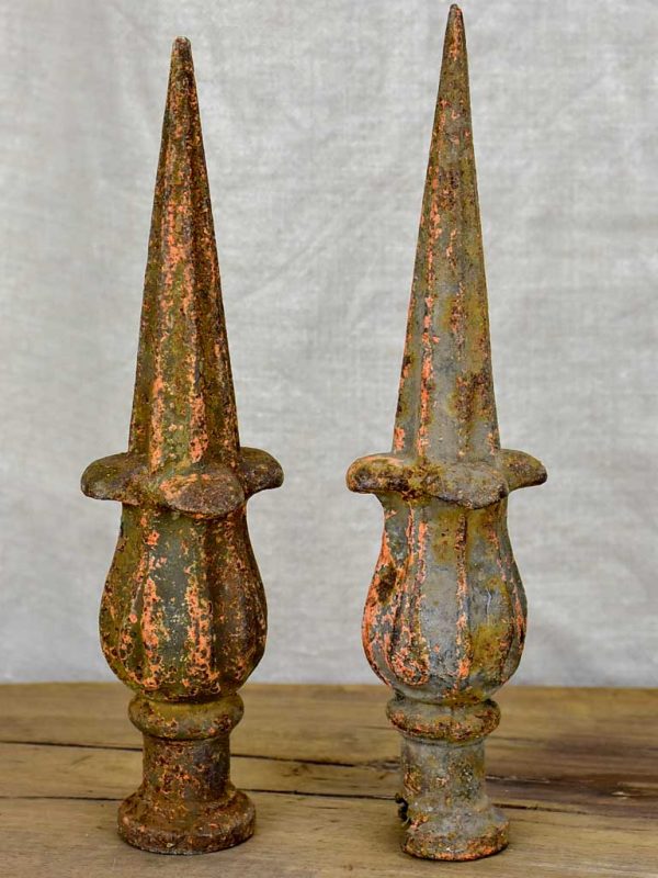 Pair of 19th Century French fence points - cast iron Online now