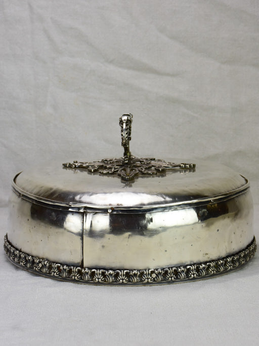 Elaborate early 19th Century French meat cover - silver fused on copper 13¾  Cheap