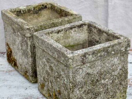 Pair of mid-century concrete garden planters with diamond pattern Online Hot Sale