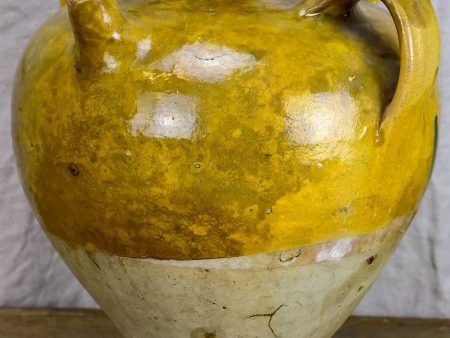 Antique French water jug with yellow and green glaze Fashion