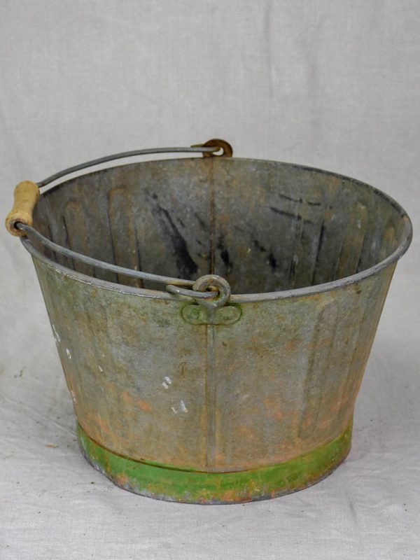 Mid century French winemaker s harvest bucket - zinc 15¼  Online Sale