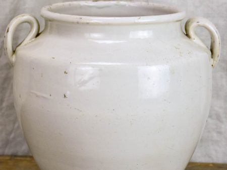 Antique earthenware preserving pot with white glaze Discount