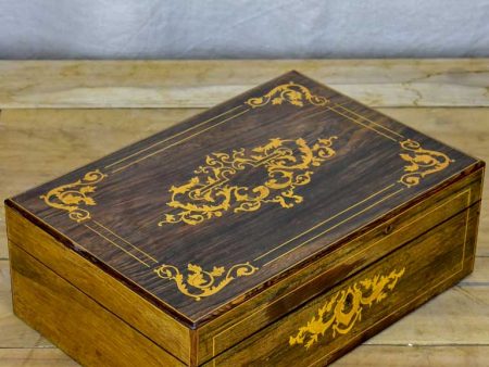 Antique French marquetry storage box on Sale