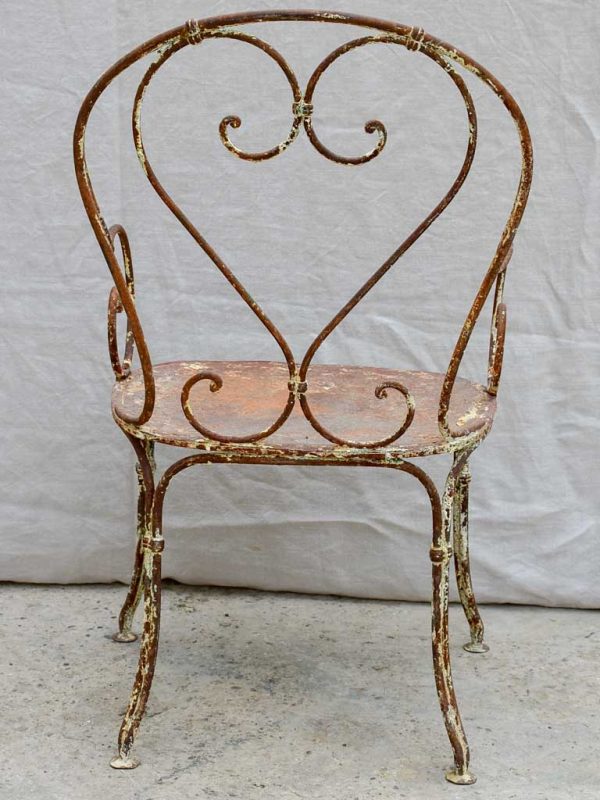 RESERVED LM Antique French garden armchair with heart back and solid seat For Discount