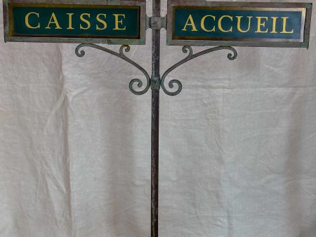 Antique French sign from a boutique - CAISSE   ACCUEIL Online Sale