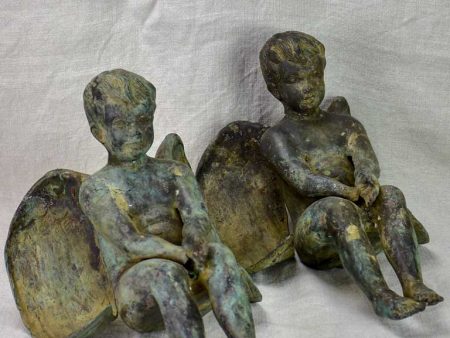 Pair of antique French angels made from metal Sale