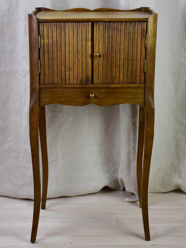 Antique French nightstand with ribbed doors and heart shaped cut out Supply