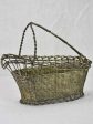 Antique French bottle carrier - woven metal For Sale