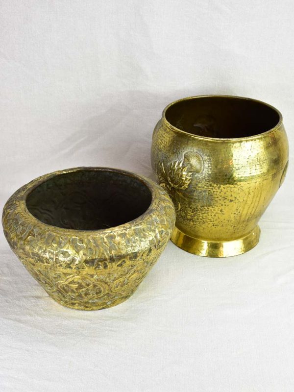 Two Art Deco brass cachepots pot plant stands Online Sale