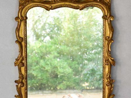 Late 19th-century Louis XV style gilt mirror with pediment 23¼  x 37¾  For Sale