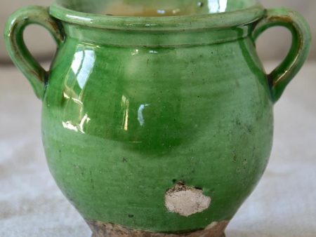 Miniature antique French confit pot with green glaze 4  For Cheap