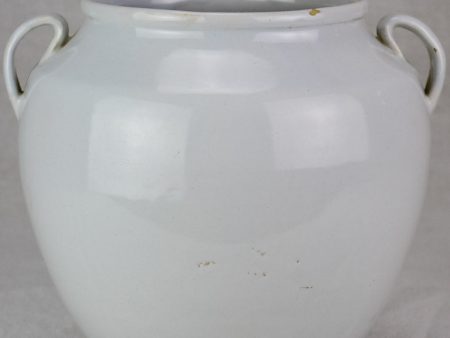 Early 20th century French preserving pot with white glaze 9½  For Sale