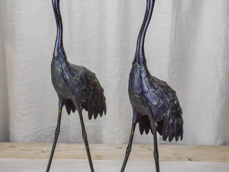 Two vintage garden sculptures of ibis Online Sale