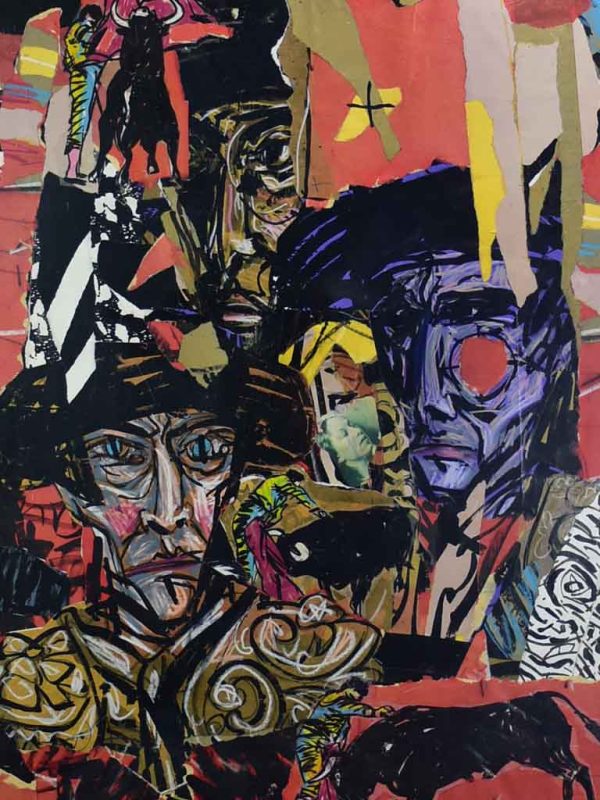 Modern collage portrait - Michel Calandre (1944 - ) 39½  x 51½  on Sale