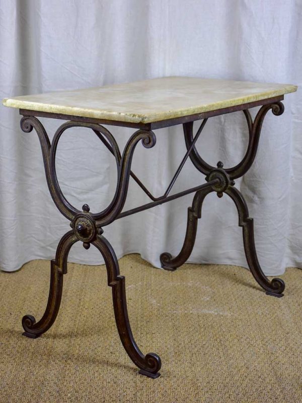 Antique French bistro table with marble top - rectangular on Sale