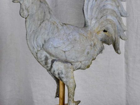 Antique French rooster from a bell tower   weathervane mounted on a wooden base For Cheap