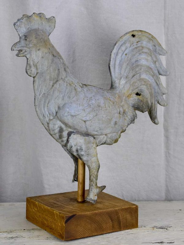 Antique French rooster from a bell tower   weathervane mounted on a wooden base For Cheap