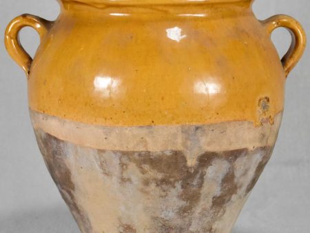 Antique French confit pot with yellow glaze 10¼  For Discount