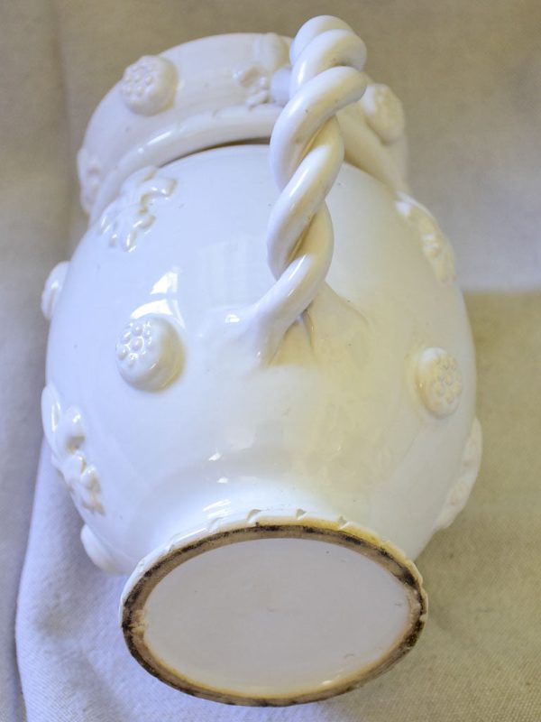 1960 s Émile Tessier white ceramic pitcher with fleur de lys on Sale