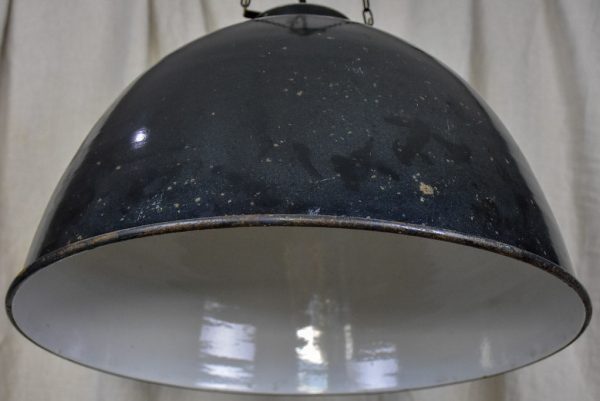 Pair of mid-century industrial suspension lights - enamel For Sale