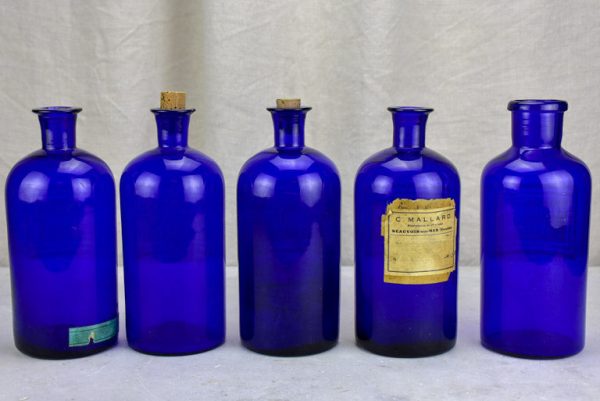 Collection of five late 19th century apothecary jars - blue Fashion