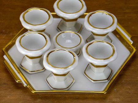 Antique French Limoges egg cups on a platter For Discount