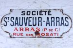 Antique French enamel sign from a factory - St Sauveur Arras Sale