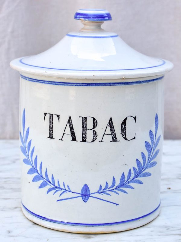 Early 20th Century French ceramic Tabac container Online now