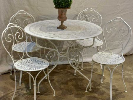 Antique French garden setting - round table and four chairs Online Sale