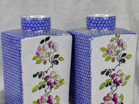 Pair of English jars   vases - blossom and blue pattern Online