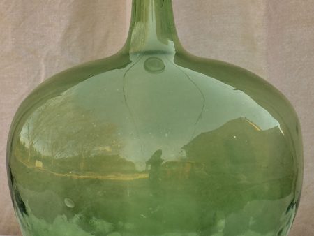 Antique French oval demijohn bottle 1 2 - blue   green For Sale