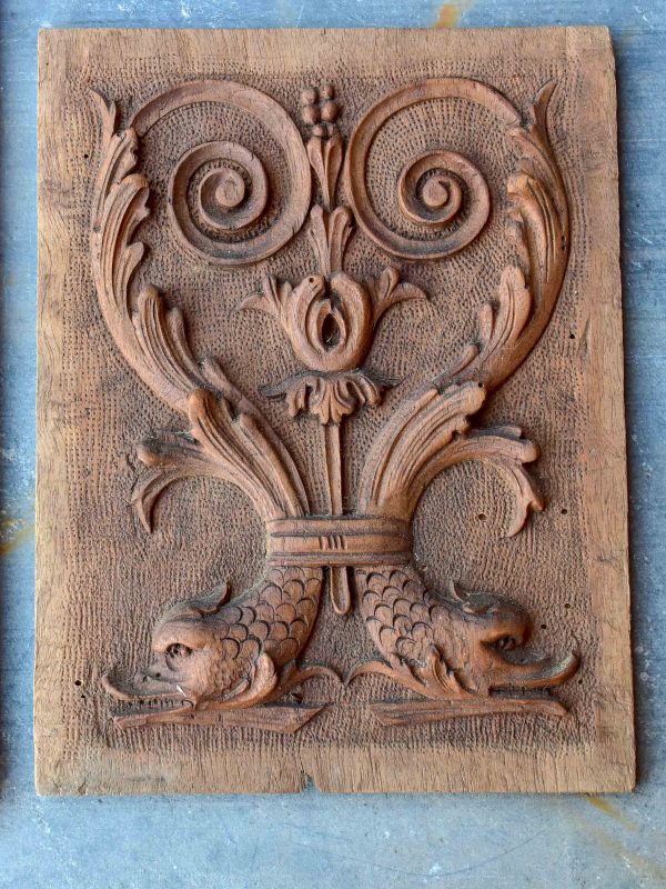 Five pieces of antique Italian carved wood paneling Online Sale