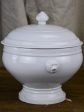 Antique French white soup tureen with lion s heads For Sale