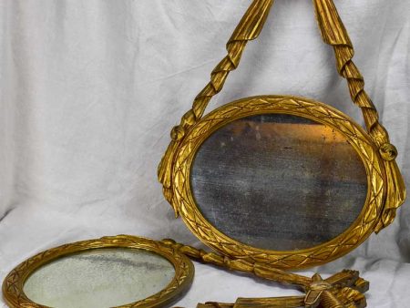 Pair of Louis XVI-style oval mirrors with carved wood frames 22  x 28¾  For Discount