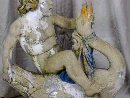 Antique Italian garden sculpture - boy on a flying goose 35  Online now