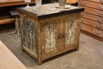 Kitchen island, zinc border & 2 cupboards, antique Online