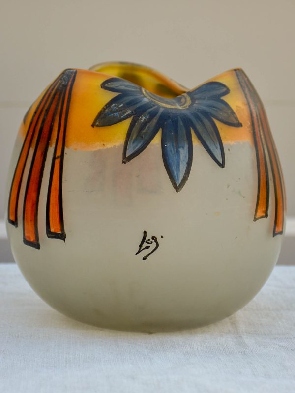 Antique glass vase from the École de Nancy signed LG Online Hot Sale