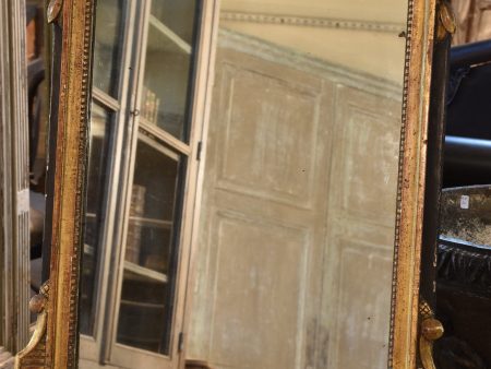 Mirror, antique Louis XVI-style, black & gilt wood Hot on Sale