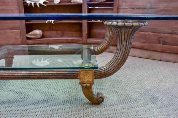 Mid-century Italian coffee table with thick glass top Sale