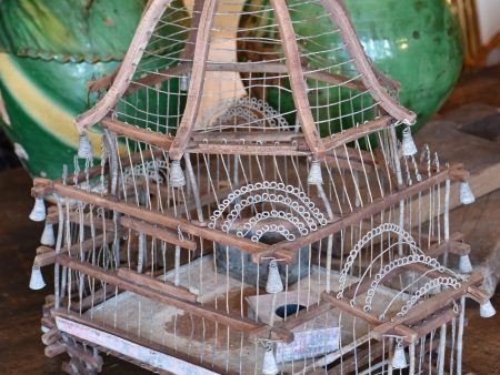 Antique French birdcage with zinc feeders For Sale