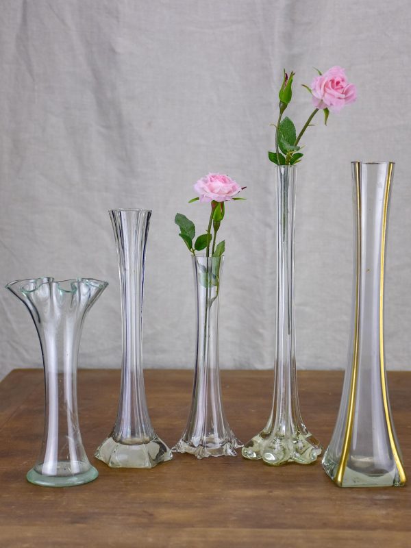 Collection of five antique glass vases For Sale