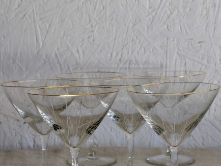 Six antique French champagne glasses Sale