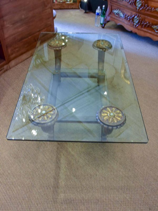 Mid-century Italian coffee table with thick glass top Sale