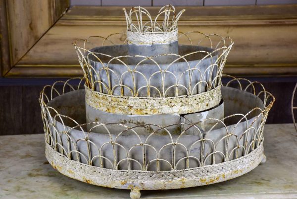 French three tier 19th Century zinc jardiniere Online now