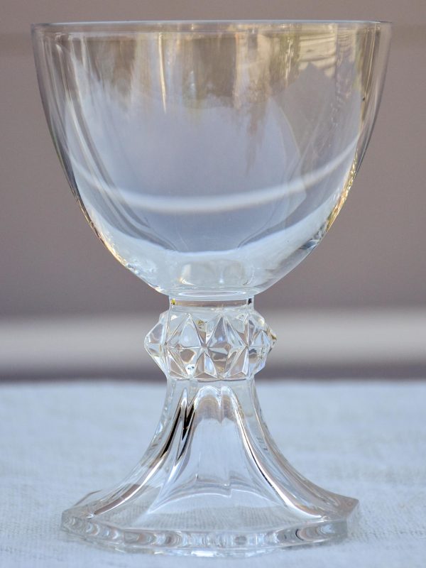 Six vintage crystal white wine glasses on Sale