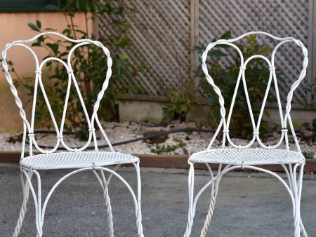 Pair of antique French garden chairs - white Discount