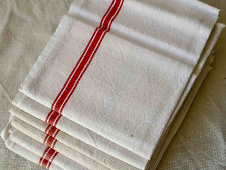 Six very large antique French tea towels Hot on Sale