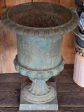 Pair of antique Medici urns with dark green patina For Cheap