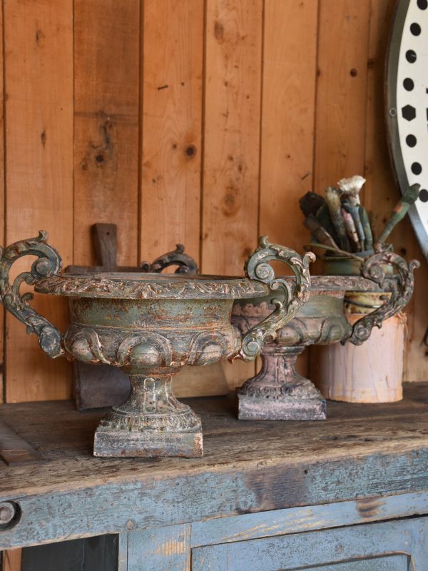 Pair of antique Medici urns with green   pink patina Cheap